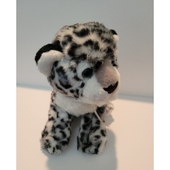 Aurora Babies Gray Black White Snow Leopard 10" Plush Blue Eyes Collar 2017 - Picture 5 of 10